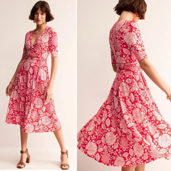 Boden Poppy Red Gardenia Jersey Dress Size 10 - Picture 1 of 13